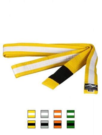 Dětský pásek na BJJ  Ju Sport - žlutý s bílým pruhem